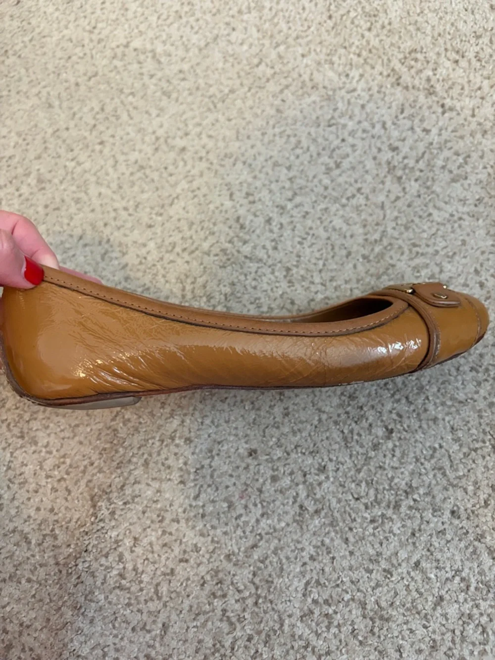 Tory Burch Royal Tan Patent Leather Ballet Flats, 8